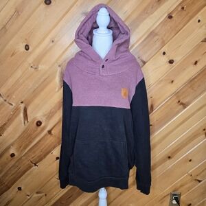 Wanakome Sweatshirt Bison Hoodie Mens XL Black Red Pullover Thick Chunky Collar‎